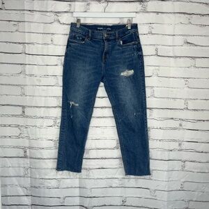 Old Navy High Rise Boyfriend Distressed Blue Jeans Women’s 6 Capri Raw Hem Y2K